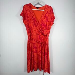 Land’s End Dress 14-16 Gypsy Boho-Chic Faux-Wrap Flowy Statement Paisley